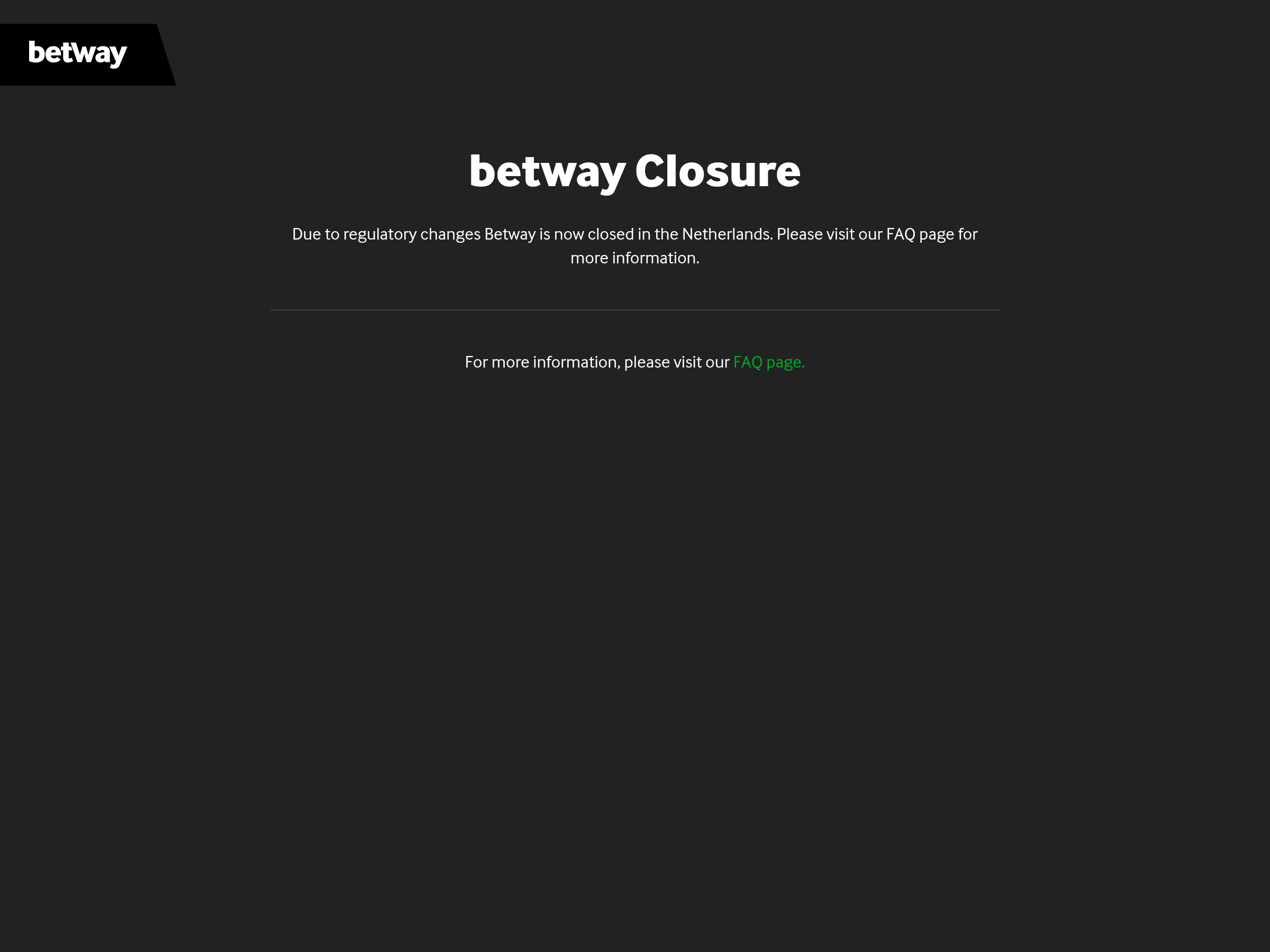 Capture datée de la présence de la marque sur betway.com