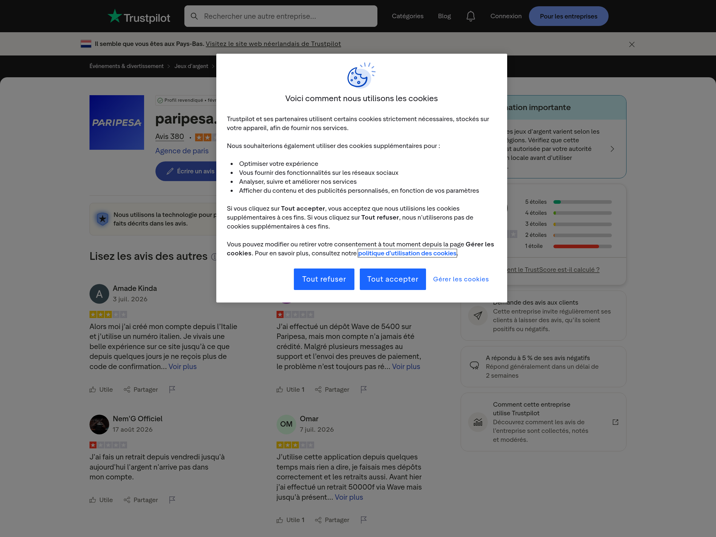 Capture contextuelle d’avis francophones sur PariPesa